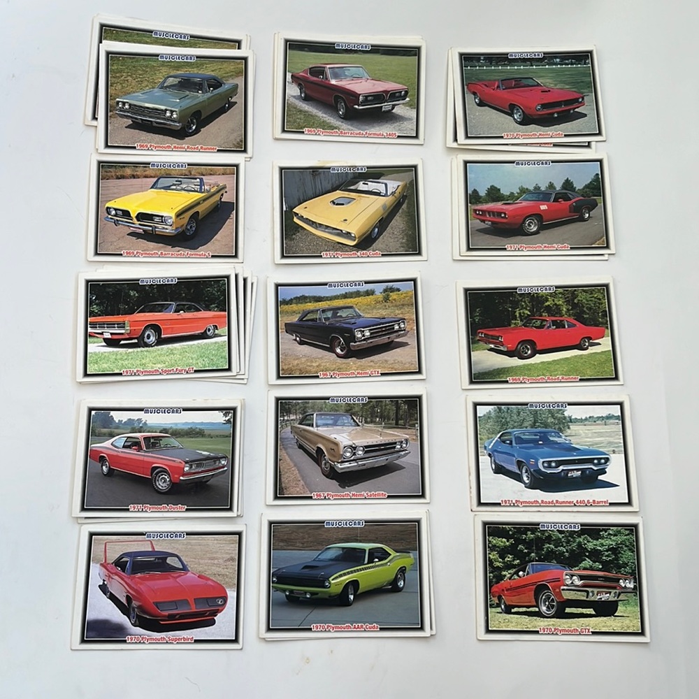 Vintage muscle car Collector Cards.” Plymouth”